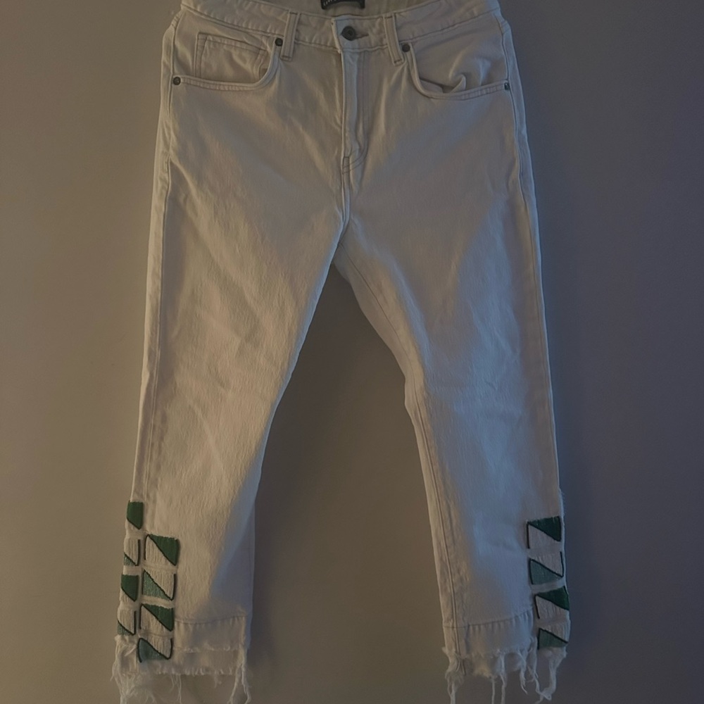 Levi's Cream Jeans with Black Button
